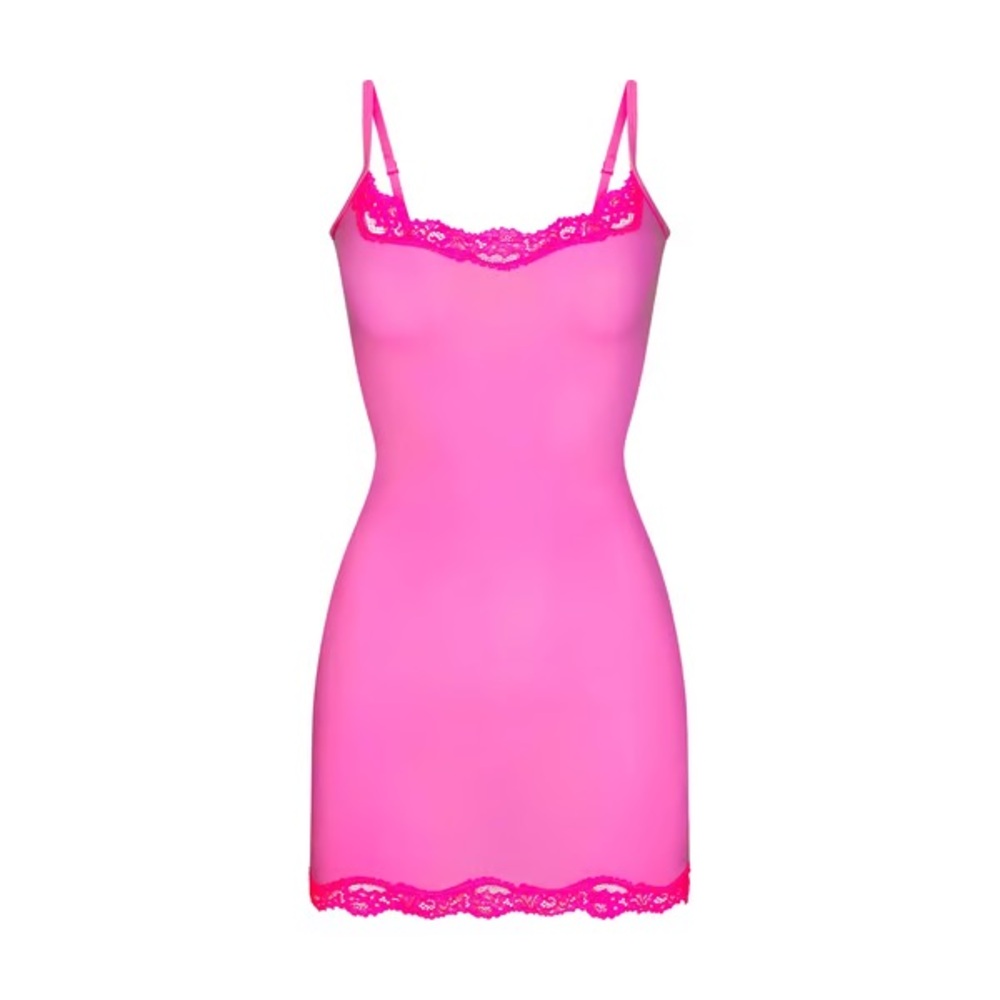 SKIMS Pink Lace Trim Chemise Intimates